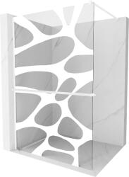 Mexen Kioto+, Walk-In zuhanyparaván polccal és akasztóval 80 x 200 cm, 8 mm átlátszó üveg fehér mintás, fehér profil, 800-080-121-20-97 (800-080-121-20-97)