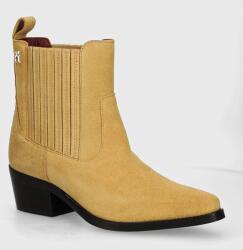 Tommy Hilfiger magasszárú cipő velúrból TH SUEDE COWBOY BOOT bézs, női, magassarkú, FW0FW08034 - bézs Női 36