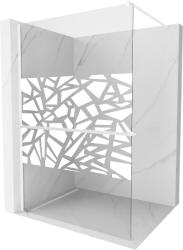 Mexen Kioto+, Walk-In zuhany paraván polccal és akasztóval 130 x 200 cm, 8 mm átlátszó üveg fehér mintás, fehér profil, 800-130-121-20-85 (800-130-121-20-85)