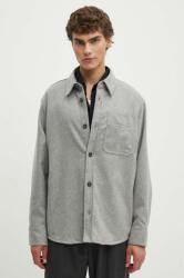 APC A. P. C. gyapjú ing surchemise basile brodee poitrine galléros, szürke, relaxed, WVBCV. H02918 - szürke L