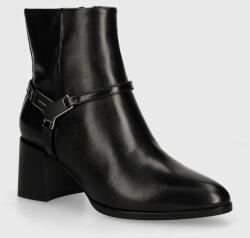 Calvin Klein bőr csizma ANKLE BOOT 55 W/HW LTH fekete, női, magassarkú, HW0HW02095 - fekete Női 37