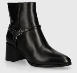 Calvin Klein bőr csizma ANKLE BOOT 55 W/HW LTH fekete, női, magassarkú, HW0HW02095 - fekete Női 39