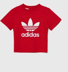 Adidas gyerek pamut póló TREFOIL TEE piros, nyomott mintás, IY2387 - piros 104