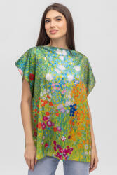 Shopika Summer Bluza de vara tip poncho din matase cu imprimeu camp cu maci Talie unica
