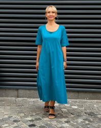 Pierino Rochie lunga din tricot turcoaz cu nasture pe spate Talie unica