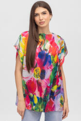 Shopika Summer Bluza de vara tip poncho din matase cu imprimeu floral pensulat Talie unica