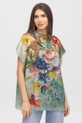 Shopika Summer Bluza de vara tip poncho din matase cu imprimeu floral Talie unica