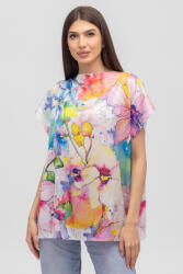 Shopika Summer Bluza de vara tip poncho din matase cu imprimeu aquarela floral Talie unica