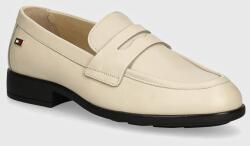 Tommy Hilfiger bőr mokaszin FLAG LEATHER CLASSIC LOAFER bézs, női, lapos talpú, FW0FW08030 - bézs Női 36