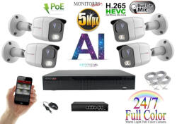  MS - AI IP Full Color kamerarendszer 4 kamerával switchel 5 Mpix Wt - 6021K4B