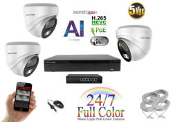  MS - AI IP Full Color Dóm kamerarendszer 3 kamerával switchel 5 Mpix Wd - 6022K3B