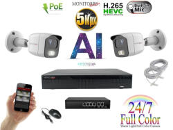  MS - AI IP Full Color kamerarendszer 2 kamerával switchel 5 Mpix Wt - 6021K2B