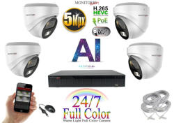 Monitorrs Security - AI IP Full Color Dóm kamerarendszer 4 kamerával 5 Mpix Wd - 6022K4