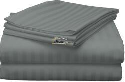 HomePuls Cearsaf de pat o persoana Damasc Policoton dunga 1 cm, 160 x 230 cm, Gri Inchis