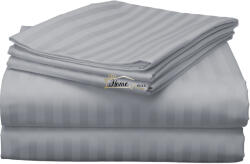 HomePuls Cearsaf de pat o persoana Damasc Policoton dunga 1 cm, 160 x 230 cm, Gri Deschis