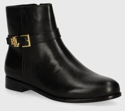Lauren Ralph Lauren bőr csizma Brooke fekete, női, lapos talpú, 802946807001 - fekete Női 41