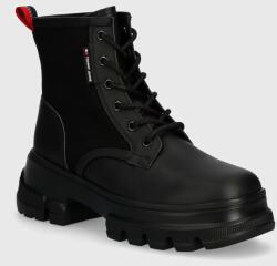 Tommy Jeans bokacsizma TJW CHUNKY LACE UP BOOT MIX MAT fekete, női, platformos, EN0EN02554 - fekete Női 40