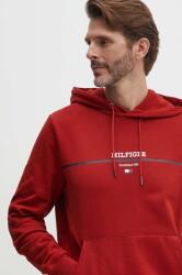 Tommy Hilfiger pamut melegítőfelső piros, férfi, nyomott mintás, kapucnis, MW0MW35556 - piros M
