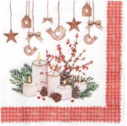 PAW Karácsonyi dekorszalvéta 3 rétegű papír "Ünnepi arany gömbök" 33x33 cm 20 lap/csomag