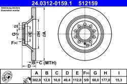 ATE Disc frana ATE 24.0312-0159.1 - centralcar