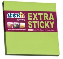 Hopax Notes autoadeziv extra-sticky 76 x 76mm, 90 file, Stick"n - verde neon (HO-21672) - officeclass