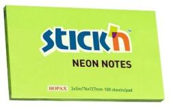 Hopax Notes autoadeziv 76 x 127 mm, 100 file, Stick"n - verde neon (HO-21171)