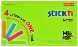 Hopax Magic notes autoadeziv 76 x 127 mm, 100 file, Stick"n Magic Notes - 4 culori neon (HO-21573)