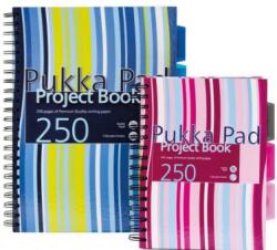 Pukka Pad Project Book A4, 125 file 80g/mp, cu spirala dubla, coperti carton rigid, PUKKA Stripes - dictando