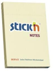 Hopax Notes autoadeziv 76 x 51 mm, 100 file, Stick"n - galben pastel (HO-21006)