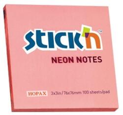 Hopax Notes autoadeziv 76 x 76 mm, 100 file, Stick"n - corai neon (HO-21166)