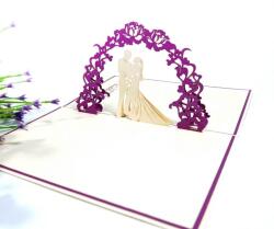 Kiriori Поздравителна картичка Pop-up "Сватбена в лилаво