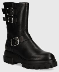 AGL bőr csizma Chunky Biker fekete, női, lapos talpú, D756589PGKA2131013 - fekete Női 41