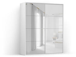 BRW Гардероб FLEX 201 / 66 / 240 см бял гланц с огледало (25/201-66-240/white-mat/lustro-lacobel/flex/brw)