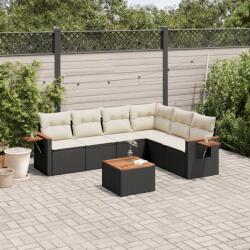 vidaXL Set canapele de grădină cu perne, 7 piese, negru, poliratan (3259249)