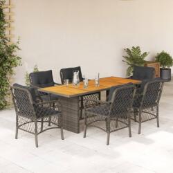 vidaXL Set mobilier de grădină cu perne, 7 piese, gri, poliratan (3212074)