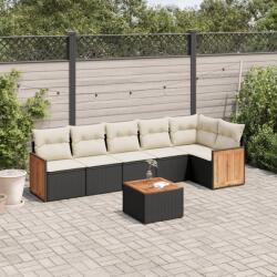 vidaXL Set canapele de grădină cu perne, 7 piese, negru, poliratan (3260075)