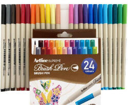 Artline Carioca corp triunghiular, ARTLINE Supreme, varf flexibil (tip pensula), 24 culori/cutie (EPFS-F/24W) - vexio
