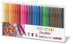 Alpino Carioca cu 2 capete, varf liner 0.7mm/tip pensula, 24 culori/set, ALPINO Color Experience (MS-AR000187) - vexio