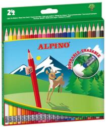 Alpino Creioane colorate cu guma, cutie carton, 24 culori/set, ALPINO Erasable (MS-AL013658)