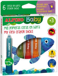 Alpino Creioane cerate, in suport de plastic, 6 culori/set, ALPINO Baby Sticks (MS-PX002006)