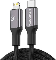 Rocoren Gyorstöltő kábel Rocoren USB-C Lightning Retro sorozat 2m (szürke) (RCPBCL-RTB0G)