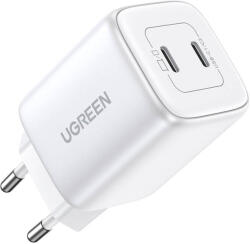 UGREEN Nexode hálózati töltő, 2x USB-C, PD3.0, QC4.0, GaN, 45W (fehér) (15327) - multimediabolt