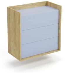 Halmar MOBIUS komód 3S szín: hikora tölgy/világoskék - mindigbutor