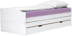 TEMPO KONDELA Ágy kihúzható pótágyakkal, fehér, tömörfa, 90x200, FLOPY - mindigbutor