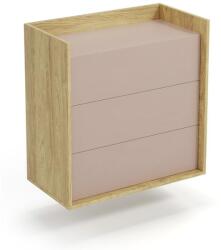 Halmar MOBIUS komód 3S szín: hikora tölgy/rózsaszín - mindigbutor