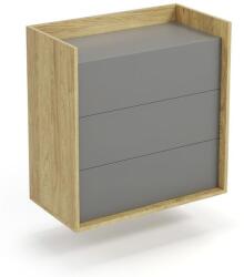 Halmar MOBIUS komód 3S szín: hikora tölgy/szürke - mindigbutor