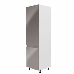 TEMPO KONDELA Hűtőgép szekrény, fehér/szürke extra magasfényű, balos, AURORA D60R - mindigbutor