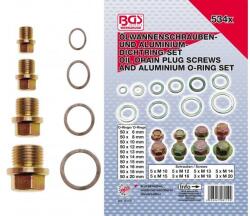 BGS technic 534 darabos olajleeresztő csavar és alumínium O-gyűrű készlet (BGS-8119) (BGS-8119)