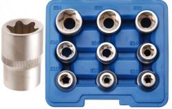 BGS technic 9 részes E-torx dugókulcs készlet E10 - E24, 1/2" műanyag dobozban (BGS-6425) (BGS-6425)