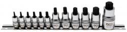BGS technic 12 részes T-torx bit dugókulcs készlet, extra rövid, T8 - T60 1/4", 3/8", 1/2" sínen (BGS-5098) (BGS-5098)